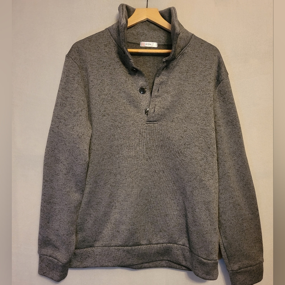 H2H Gray Button-Up Sweatshirt. Size XL